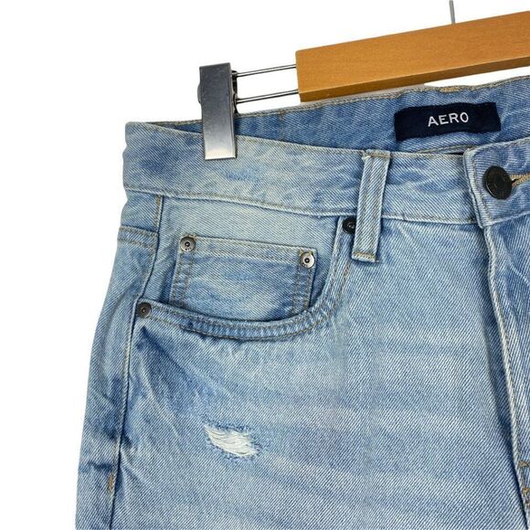 Aeropostale Aero Men's Slim Light Wash Distressed Cuffed Jean Denim Shorts US 31 - Picture 3 of 14